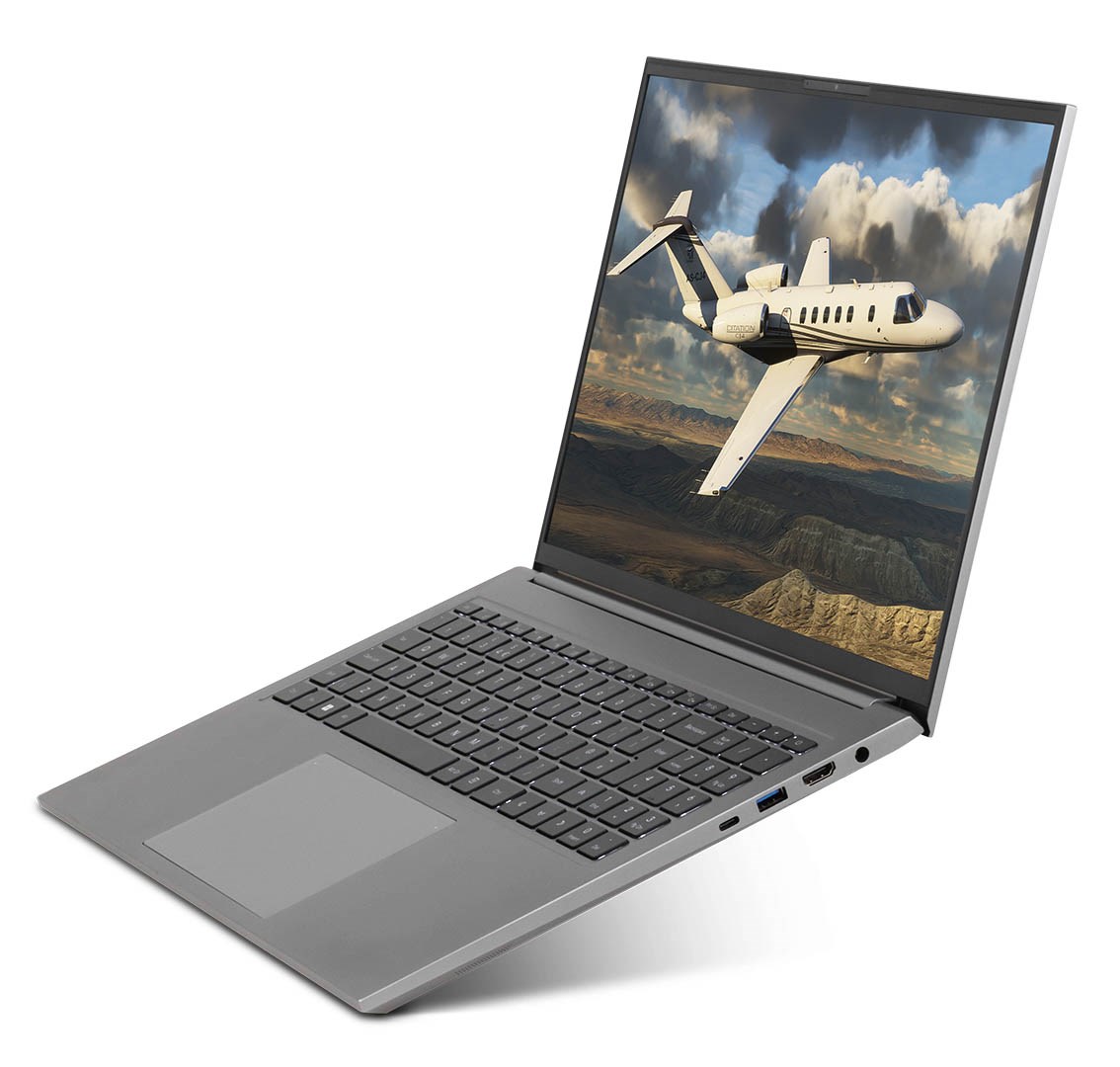 Chillblast FNATIC Flash Laptop open and viewed at an angle from the left side