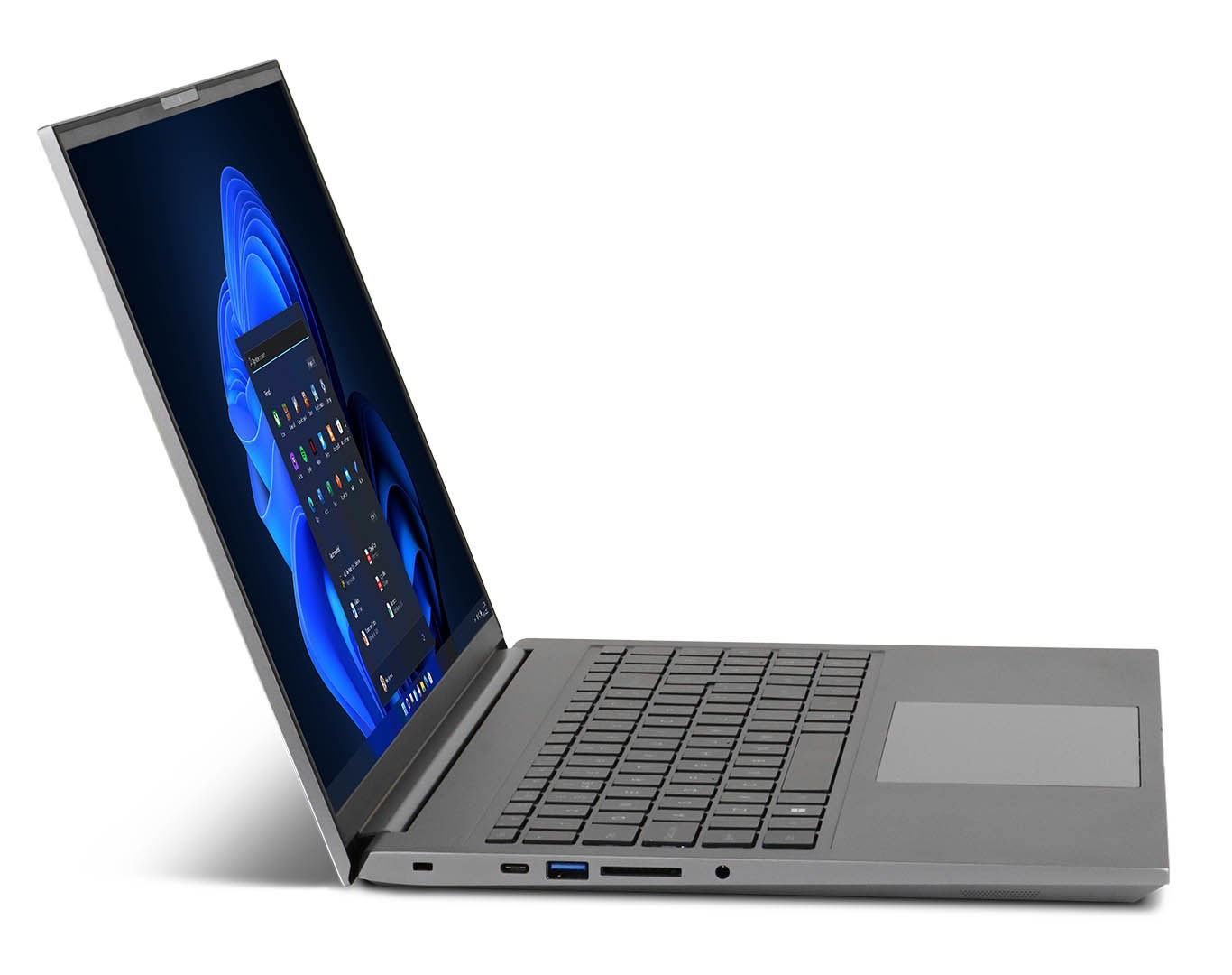 Chillblast FNATIC Flash Laptop open and viewed at an angle from the left side