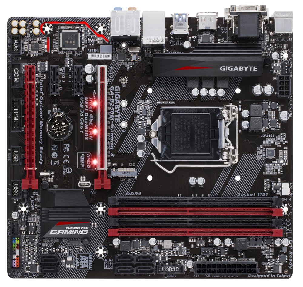 Gigabyte B250MGaming 3 mATX Motherboard for Intel CPUs GAB250M
