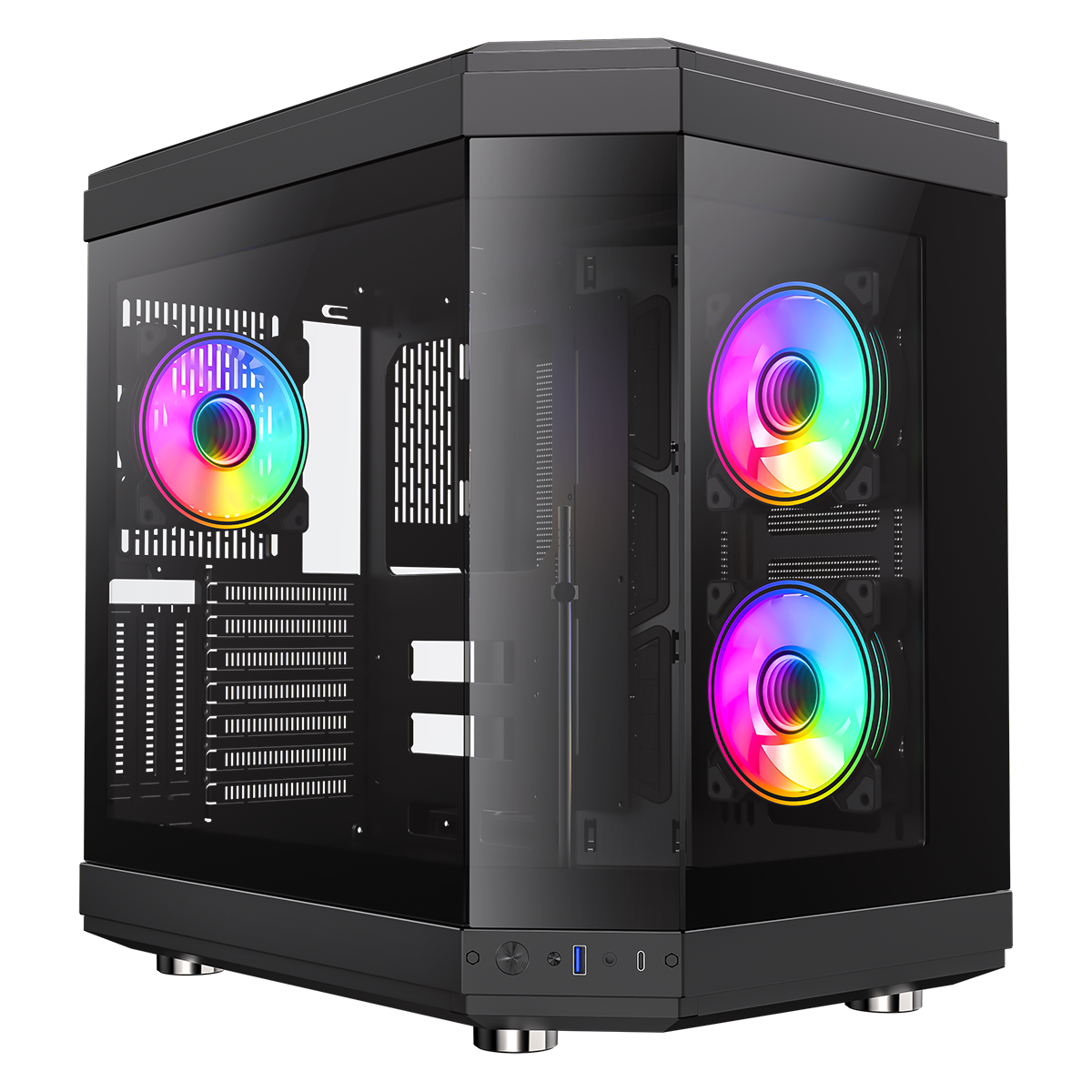 GameMax Hype Black Mid-Tower ATX Dual Chamber Gaming Case