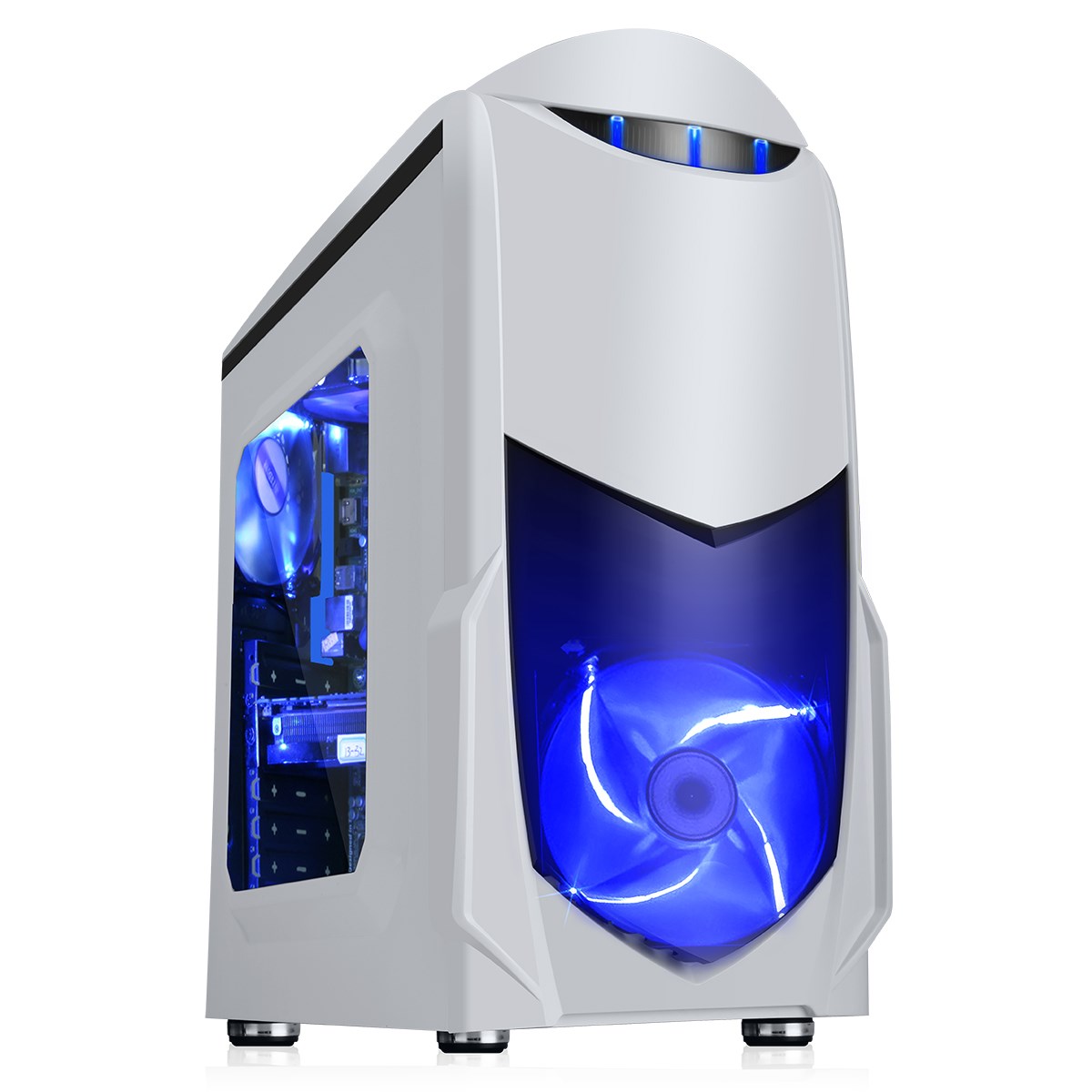 Game Max Nero Midi Tower Gaming Case White GMXNEROWHITEBLUE CCL