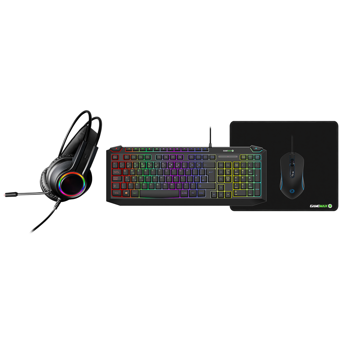 GameMax Pulse 4-in-1 Keyboard, Mouse, Headset, Mouse Pad Combo Kit