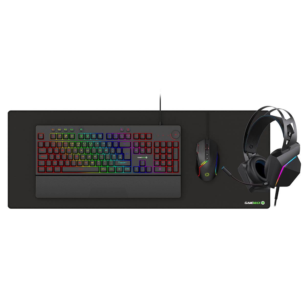 GameMax Pulse 4-in-1 Pro Keyboard, Mouse, Headset and Mouse Pad Combo Kit