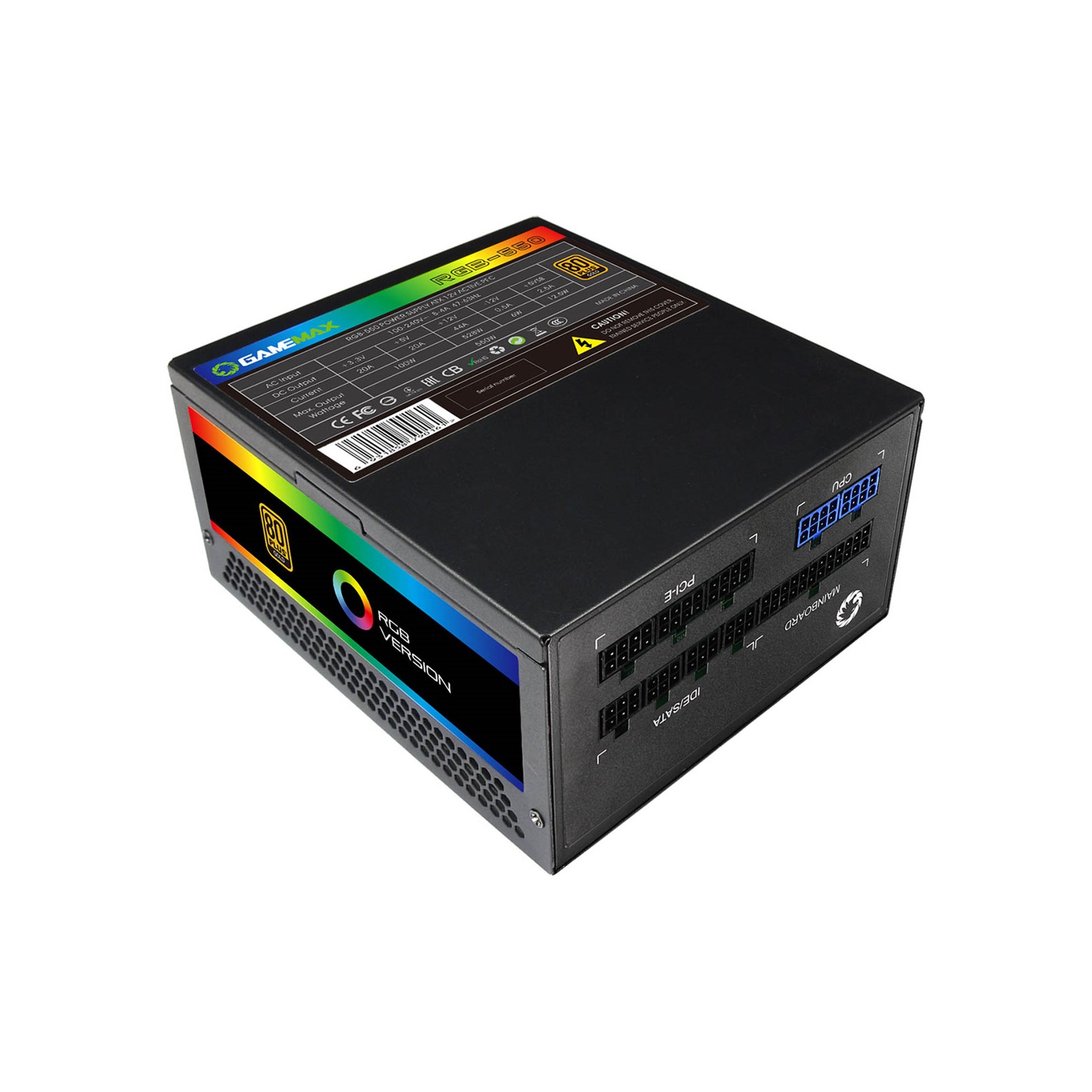 850W Modular RGB Gold 80 Plus 14cm PSU - GameMax UK