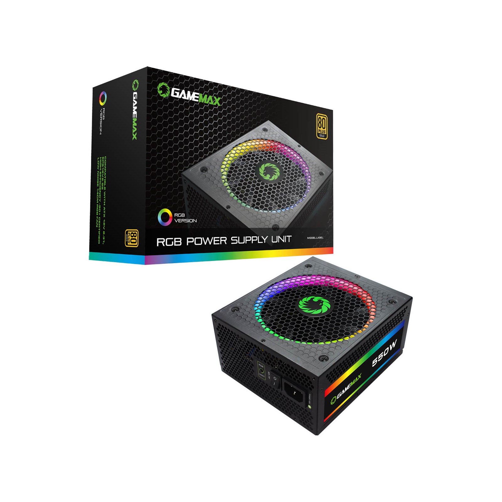 550W GameMax RGB Modular 80 Plus Gold PSU - RGB550 | CCL