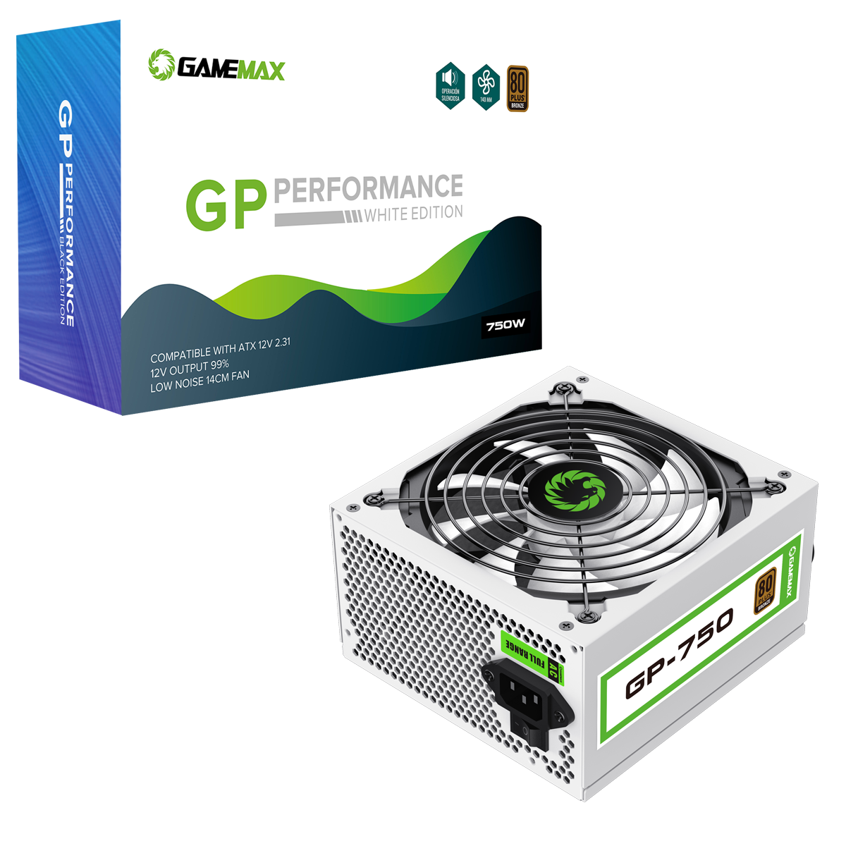 GameMax GP750 White 750W 80+ Bronze PSU - GP-750-WHT | CCL