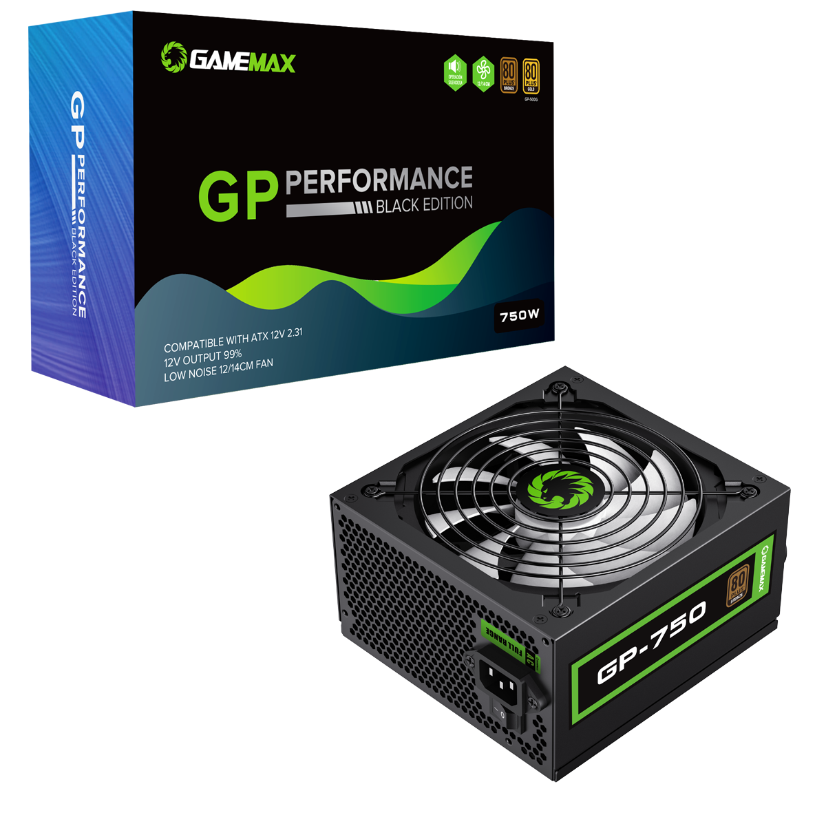 GameMax GP750 750W 80 Plus Bronze Wired Power Supply