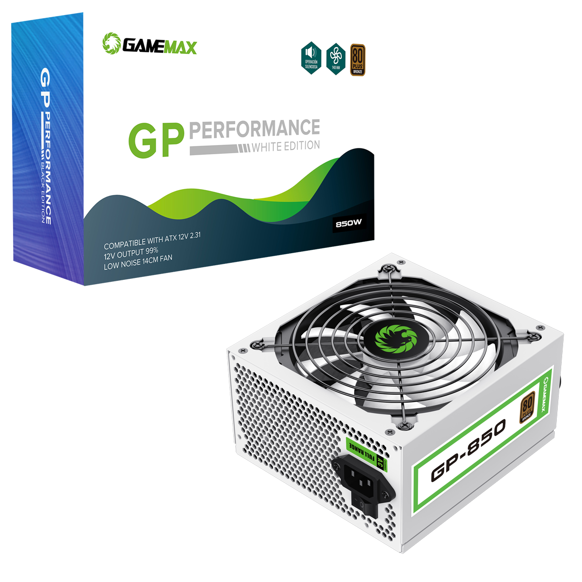 GameMax GP850 White 850W 80+ Bronze Rated PSU - GP-850-WHT