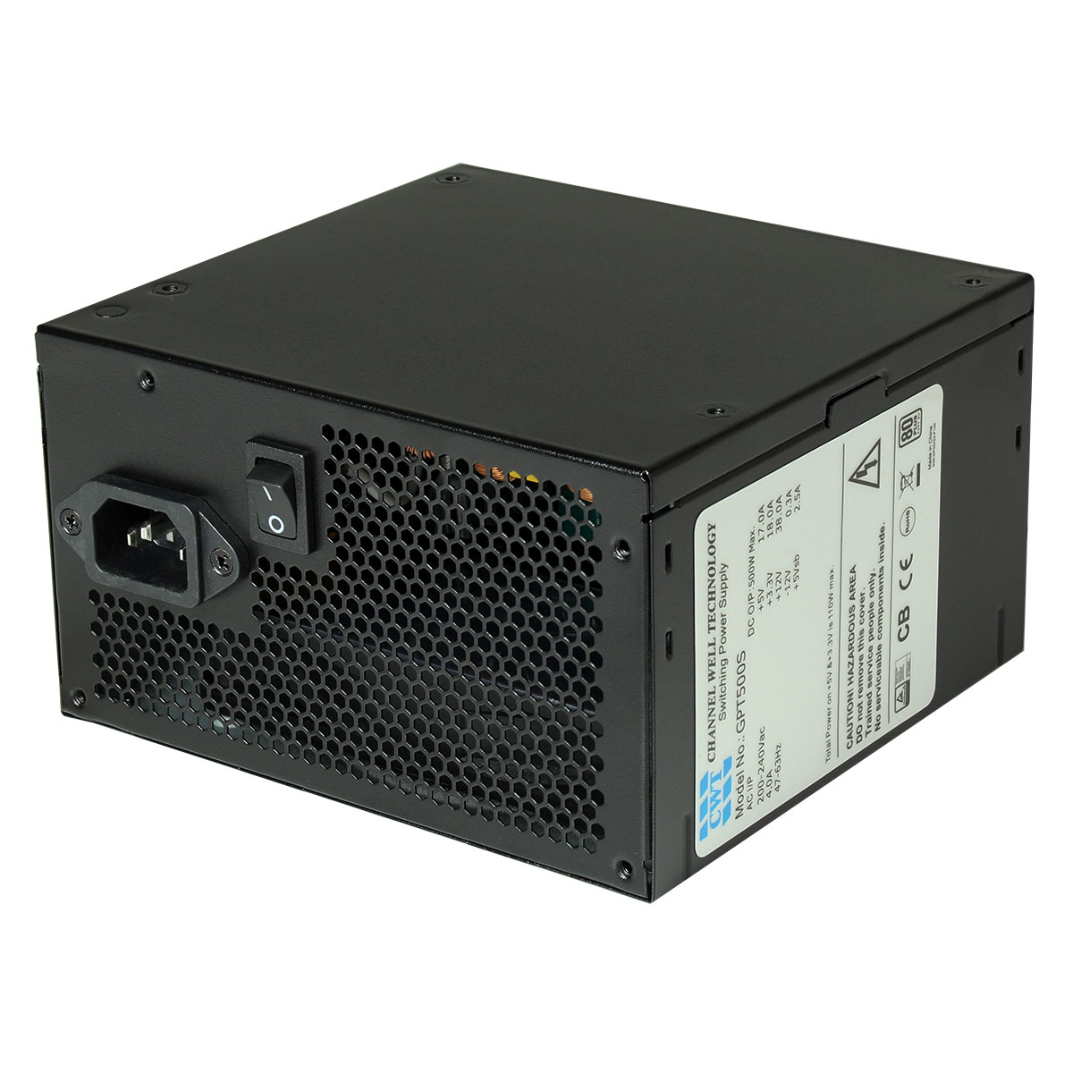 JUSTOP PRO 500W PSU 80 Plus Bronzen Gecertificeerde ATX-voeding voor desktop-pc's met 120mm koelventilator, 8-pins 12V, dubbele PCI-E, 6x SATA, niet-modulair, 2 jaar garantie