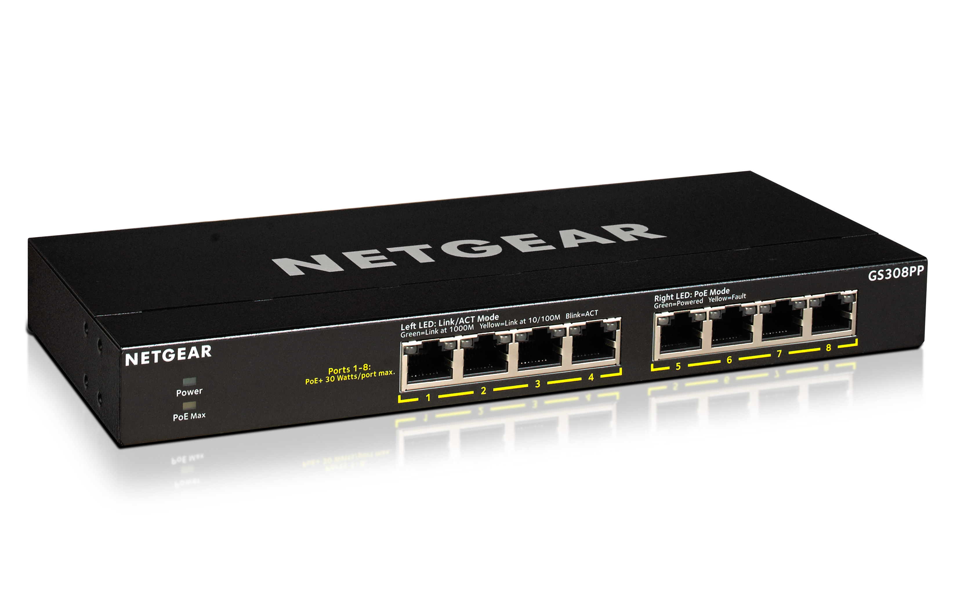 Netgear GS308PP 8-Port Gigabit PoE Desktop Switch - GS308PP-100EUS ...