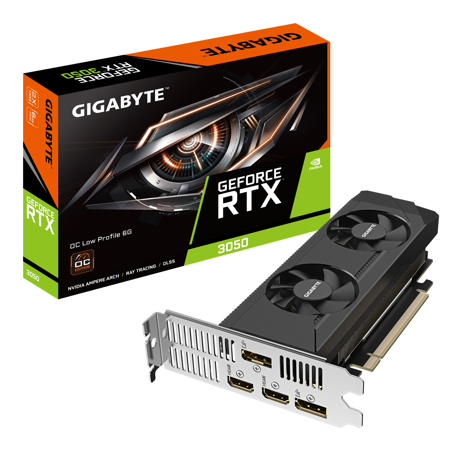 Photos - Graphics Card Gigabyte GeForce RTX 3050 OC 6GB GDDR6 Low Profile  GV-N3050OC-6GL 