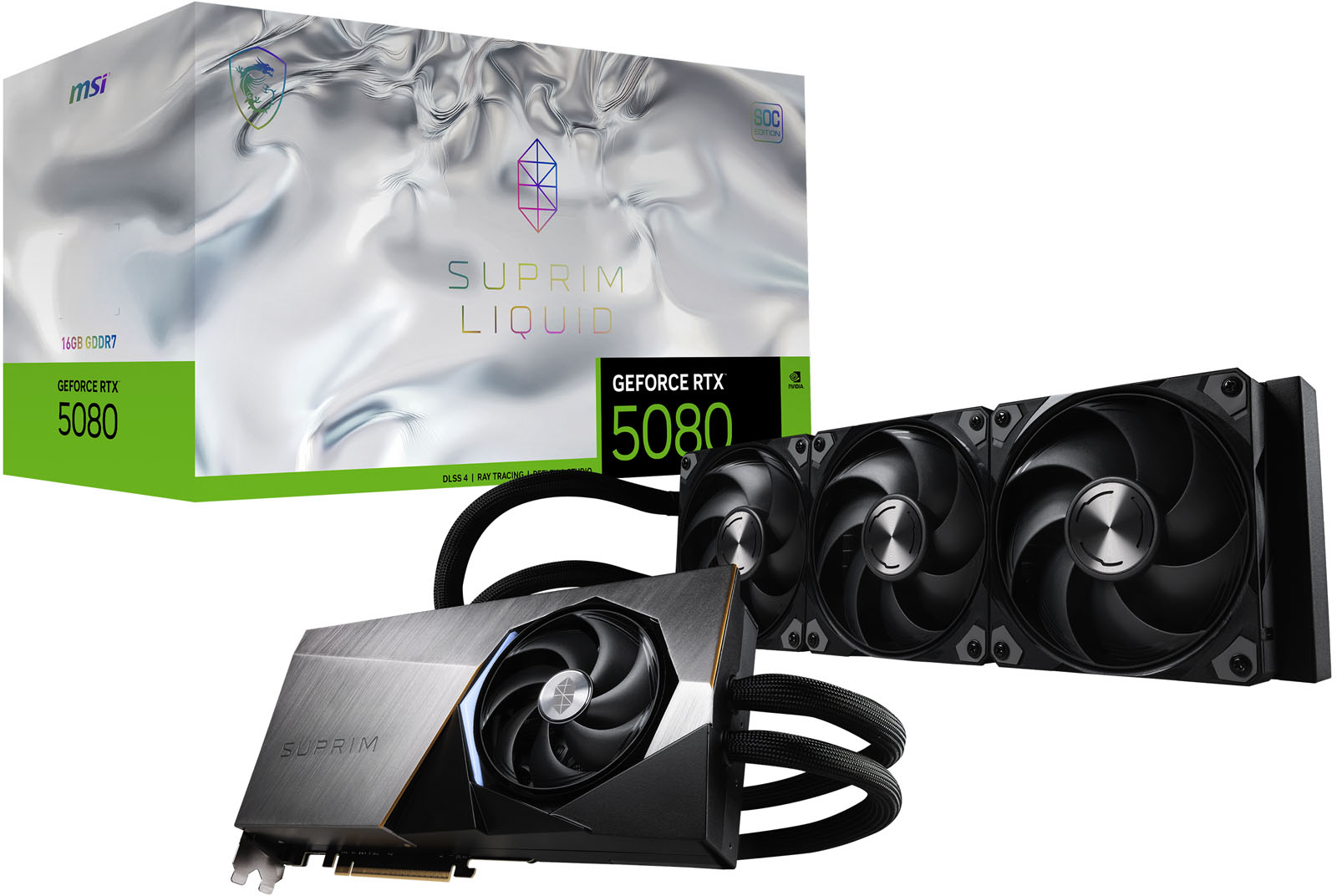 MSI GeForce RTX 5080 SUPRIM LIQUID SOC 16GB GDDR7 Graphics Card