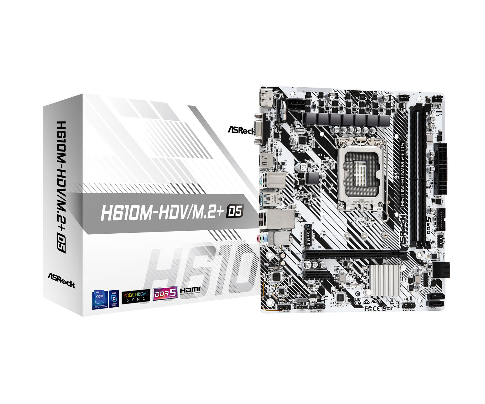 ASRock H610M-HDV/M.2+ D5 mATX Motherboard for Intel LGA1700 CPUs
