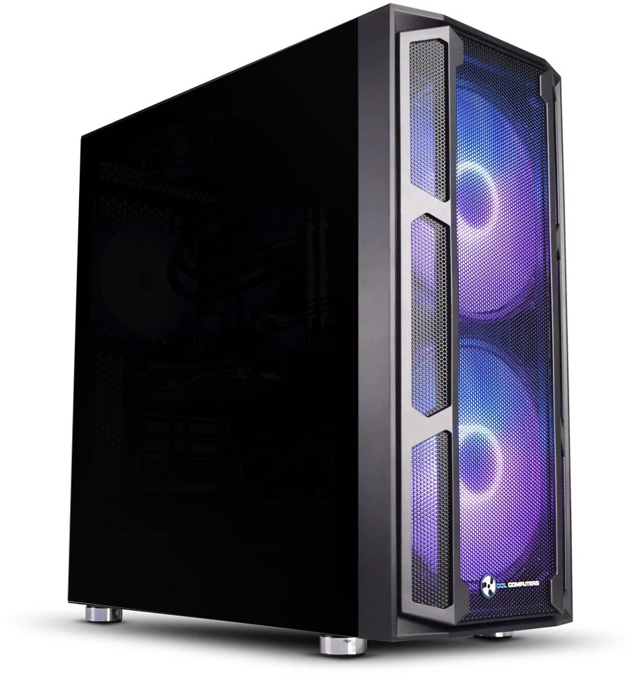 A front angled view of the Horizon 5 AMD RTX 3070 Wi-Fi Gaming PC