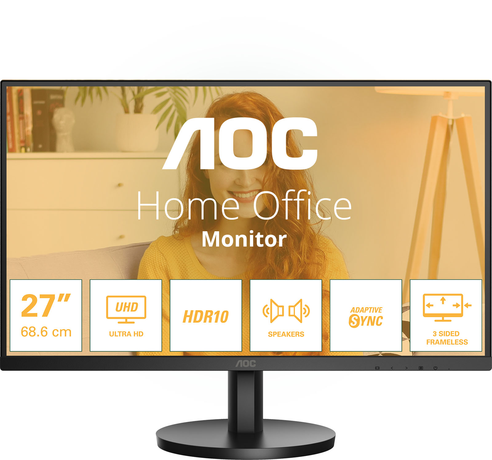 Aoc Dark/Blue/Light U27b3a 27" 4K Monitor - Ips, 60Hz, 4Ms, Speakers, Hdmi, Dp Size 27