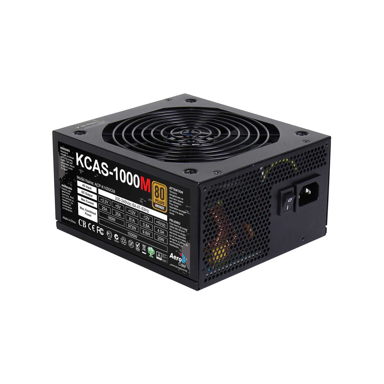 Aero Cool KCAS-1000M 1000W Modular 80+ Bronze PSU - KCAS-1000M | CCL ...