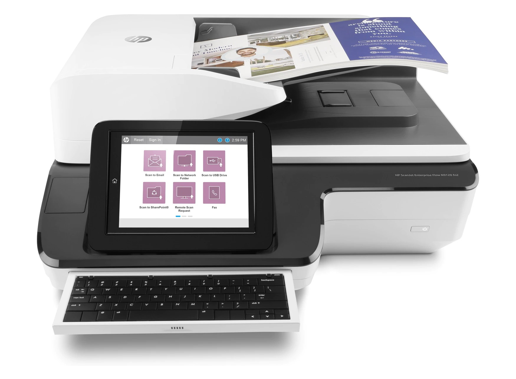 HP ScanJet Enterprise Flow N9120 fn2 - document scanner - desktop - USB 2.0, Gigabit LAN, USB 2.0 (Host)