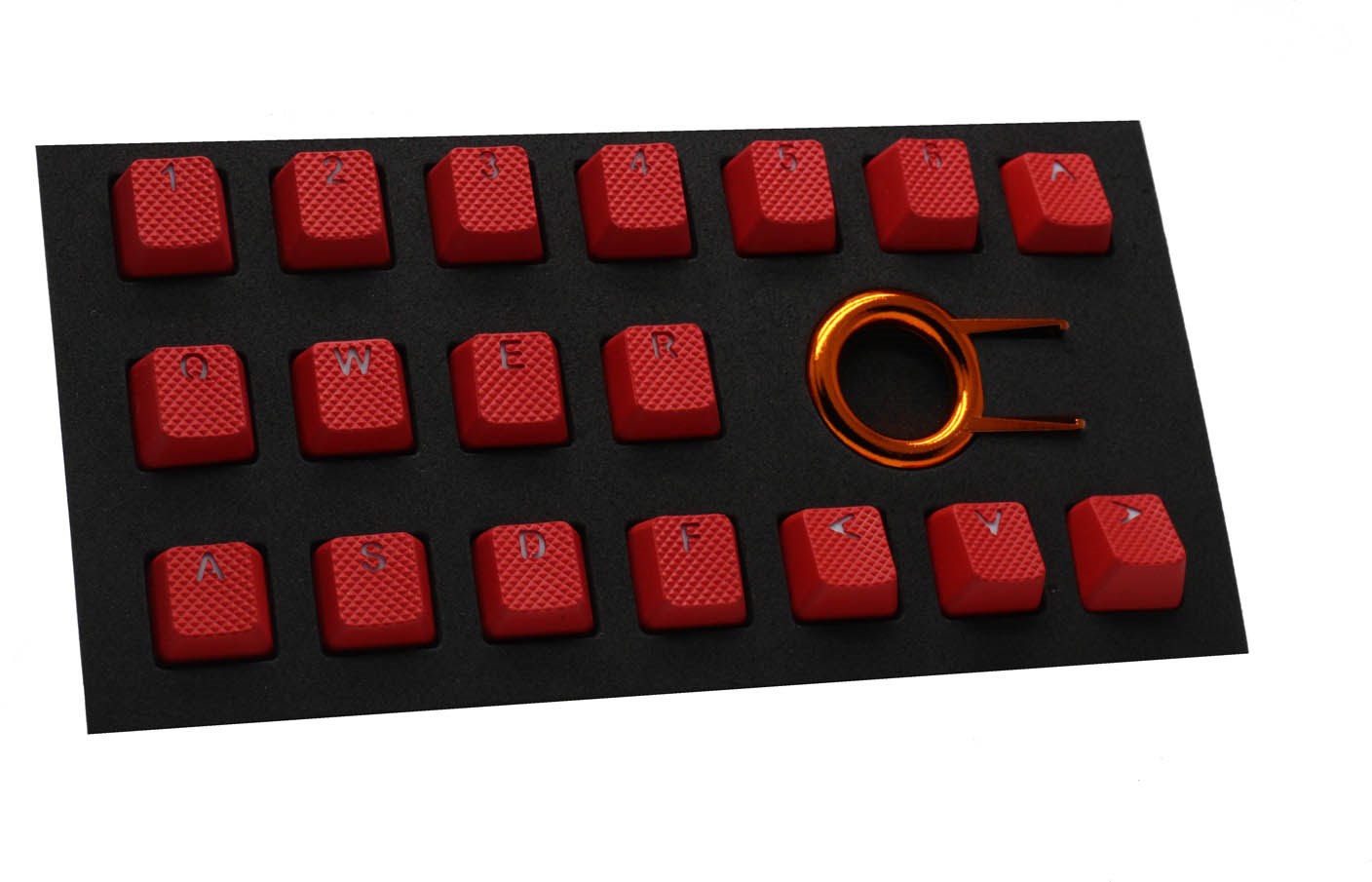 Tai-Hao TPR Rubber Backlit Double Shot Keycaps, 18 Keys in Red