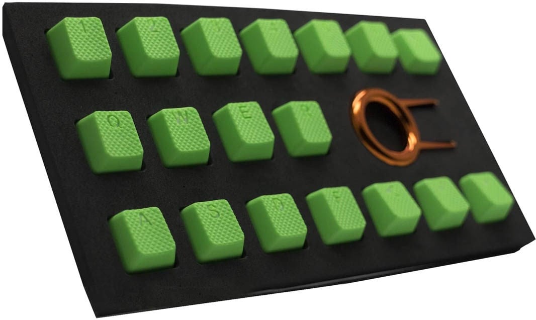 Tai-Hao TPR Rubber Backlit Double Shot Keycaps, 18 Keys in Neon Green