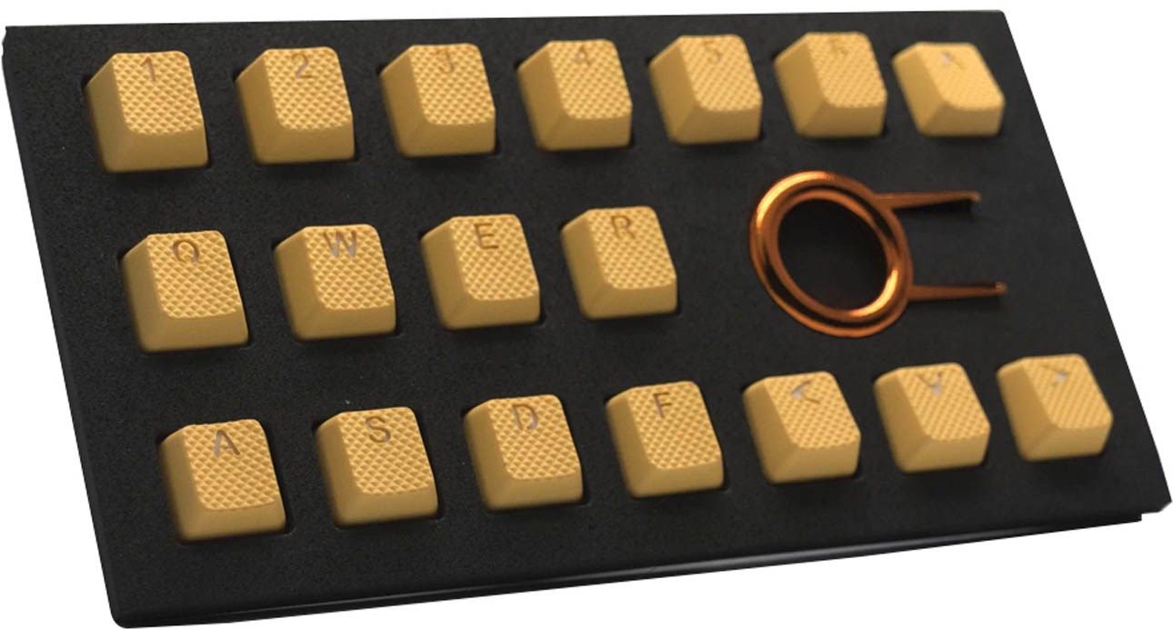 Tai-Hao TPR Rubber Backlit Double Shot Keycaps, 18 Keys in Neon Orange