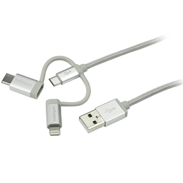 Photos - Cable (video, audio, USB) Startech.com USB Multi-Charger Cable - Lightning USB-C Micro-B (1m) LTCUB1 