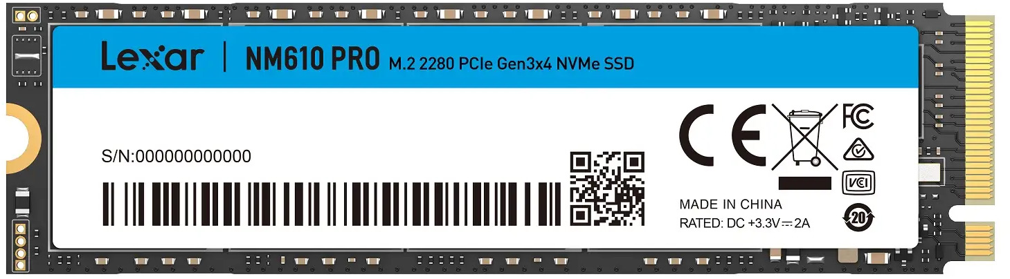 Image of 1TB Lexar NM610 PRO M.2 2280 PCI Express 3.0 x4 NVMe Solid State Drive
