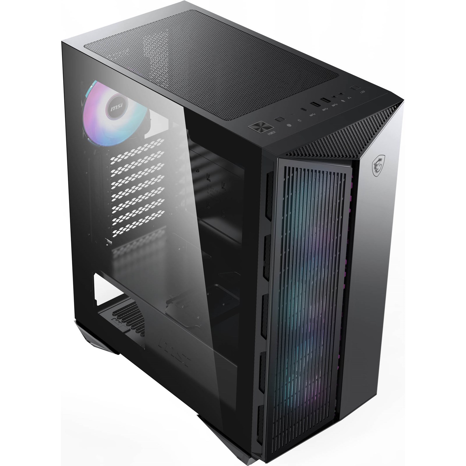  MSI MAG Forge 111R Mid Tower Gaming PC Case (Black,1 x 120mm  ARGB Fans, USB 3.2 Gen 1 Type-A, Tempered Glass Panel, Magnetic Dust  Filter, ATX, m-ATX, Mini-ITX) : Electronics
