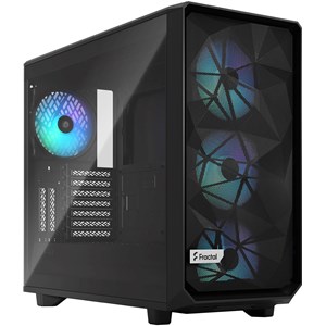 Fractal Design Meshify 2 RGB Mid Tower Case in Black with Light Tint Tempered Glass, E-ATX,, 4x ARGB Fans