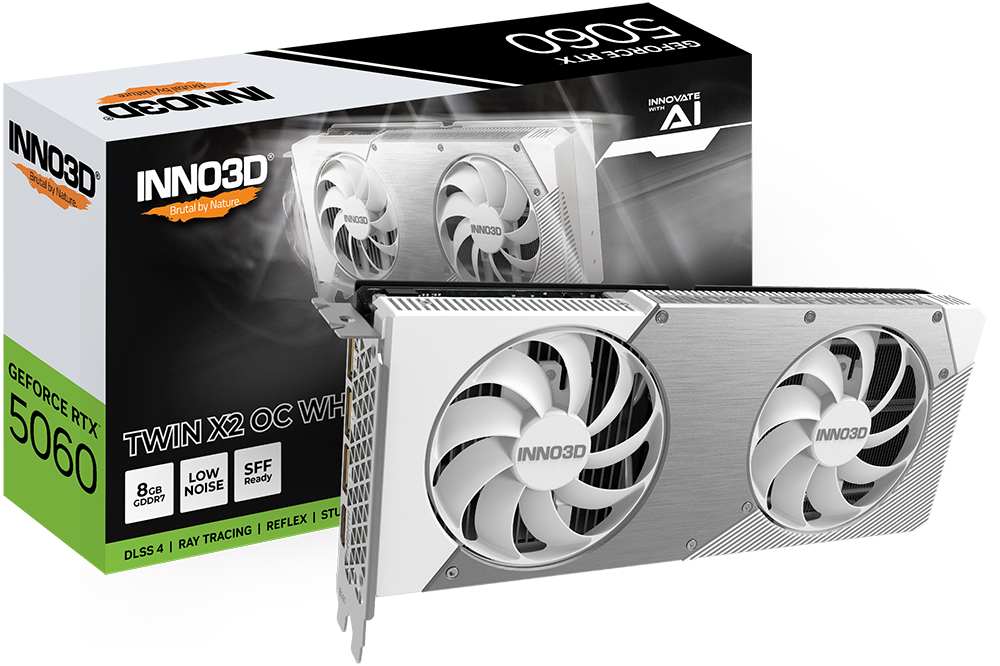 INNO3D GeForce RTX 5060 Twin X2 WHITE OC 8GB GDDR7 Graphics Card
