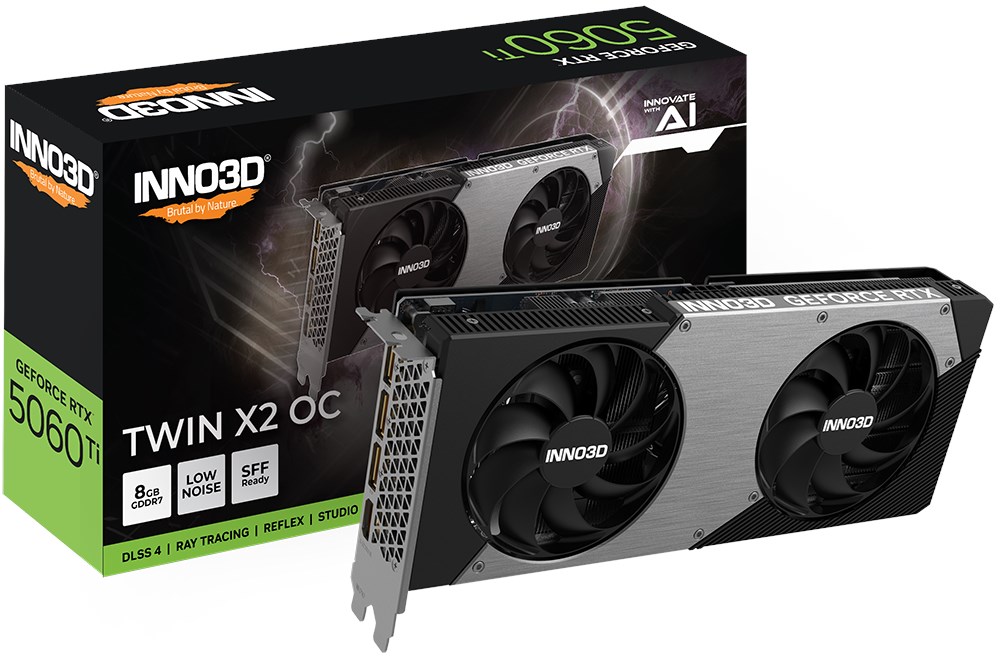 INNO3D GeForce RTX 5060 Ti Twin X2 OC 8GB GPU - N506T2-08D7X