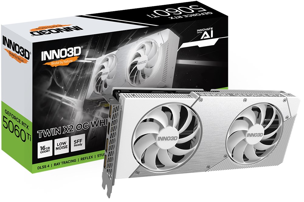 INNO3D GeForce RTX 5060 Ti Twin X2 WHITE OC 16GB GPU - N506T2