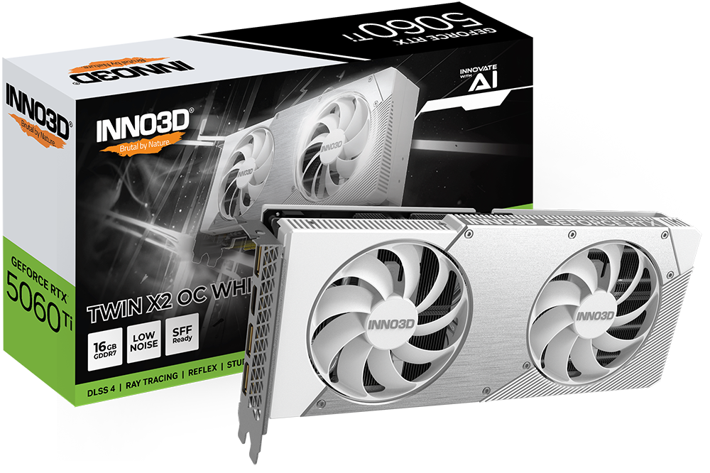 Inno3d White Geforce Rtx 5060 Ti Twin X2 Oc 16Gb Gddr7 Graphics Card Small