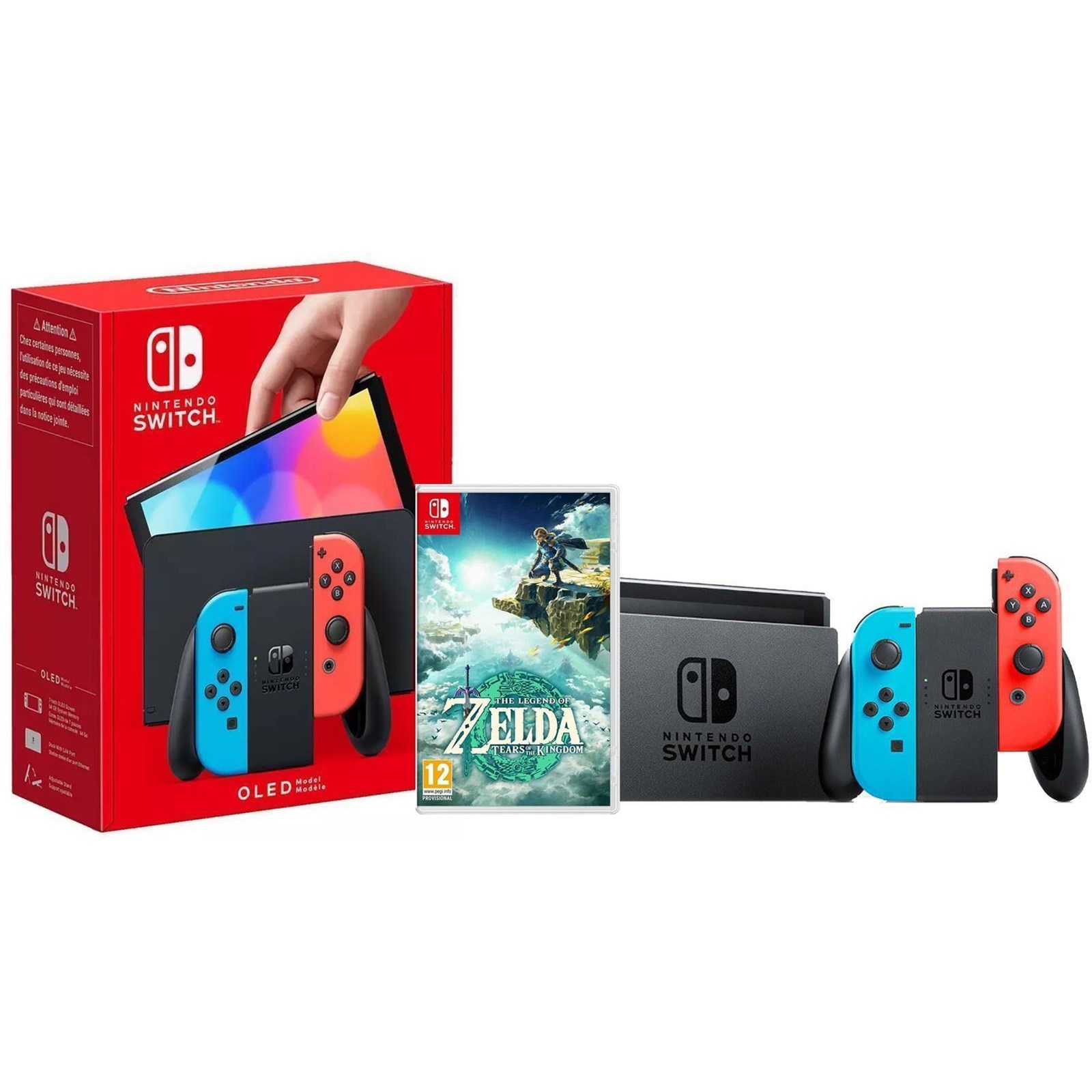 Nintendo Switch OLED Console - Neon Blue/Neon Red + The Legend of