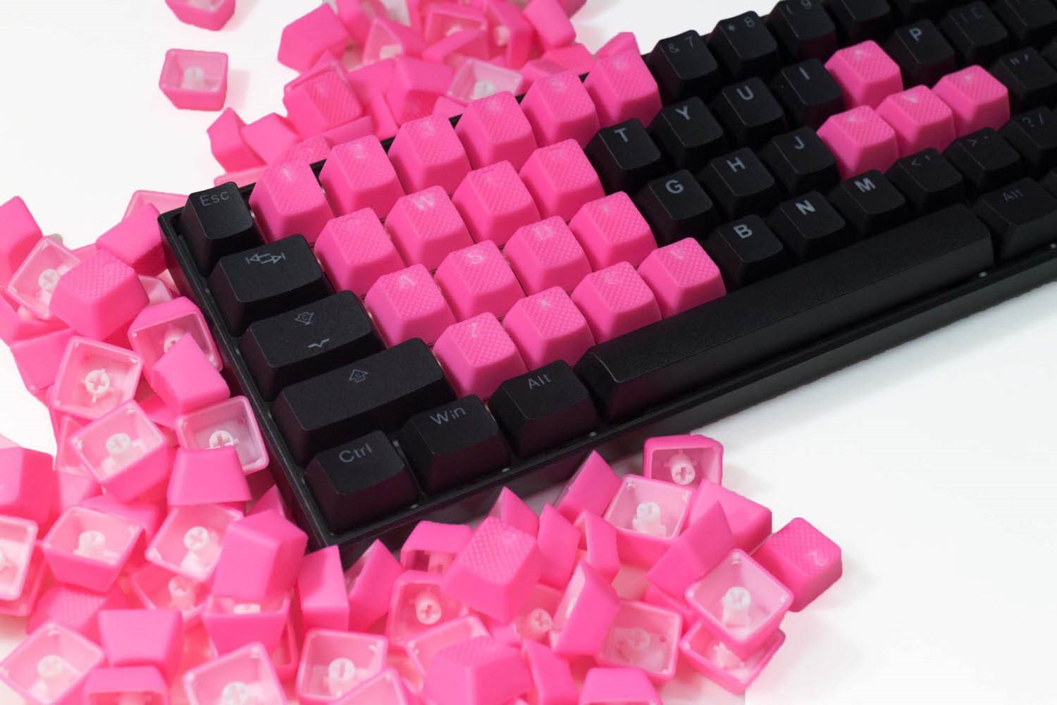 Tai-Hao TPR Rubber Backlit Double Shot Keycaps, 22 Keys in Neon Pink