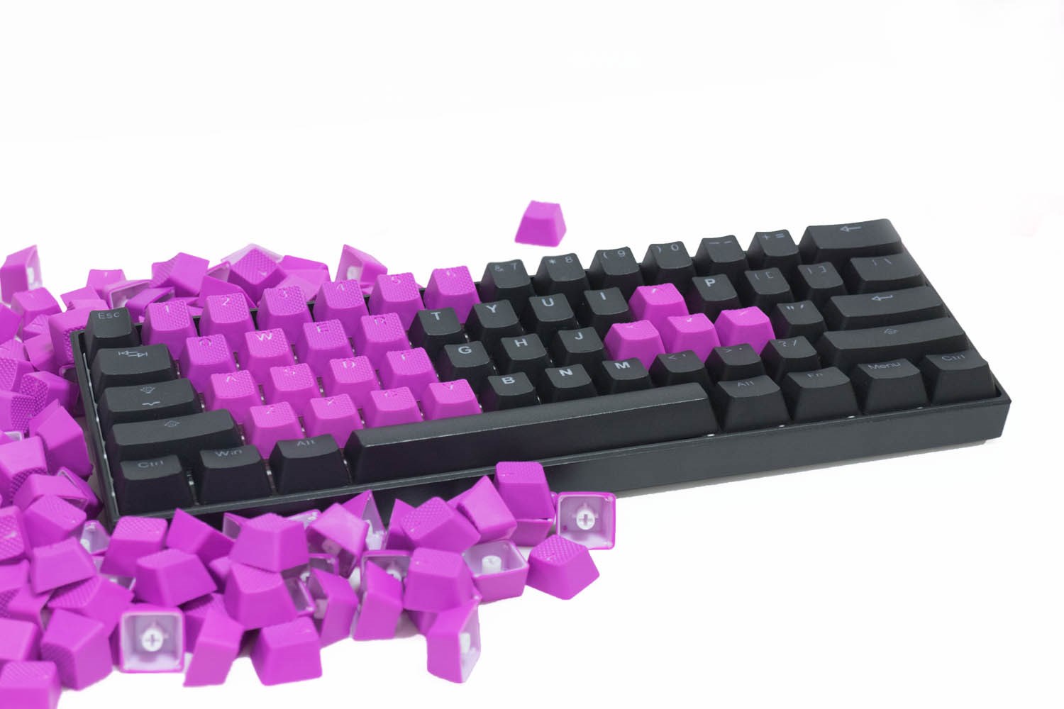 Tai-Hao TPR Rubber Backlit Double Shot Keycaps, 22 Keys in Neon Purple