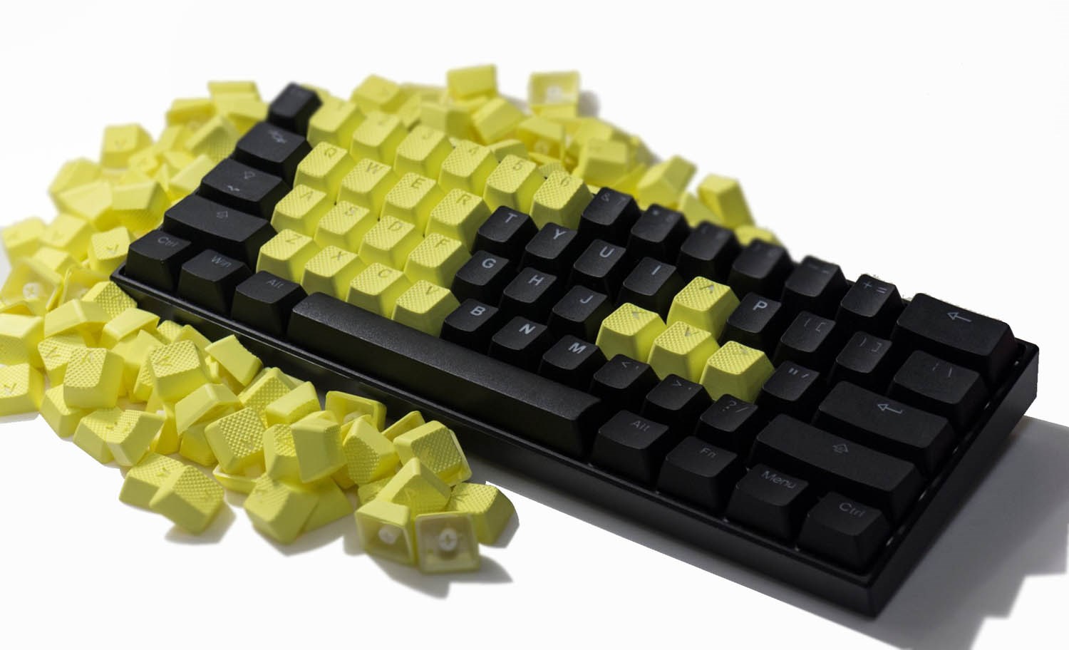 Tai-Hao TPR Rubber Backlit Double Shot Keycaps, 22 Keys in Neon Yellow