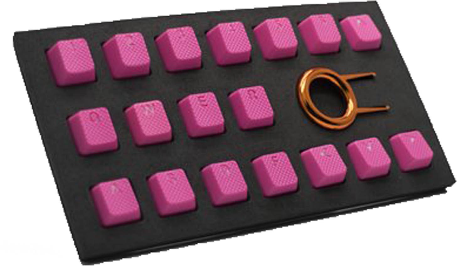 Tai-Hao TPR Rubber Backlit Double Shot Keycaps, 18 Keys in Neon Pink