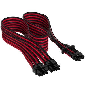 Corsair Premium Individually Sleeved 600W PCIe Gen5 12VHPWR PSU Cable in Black and Red