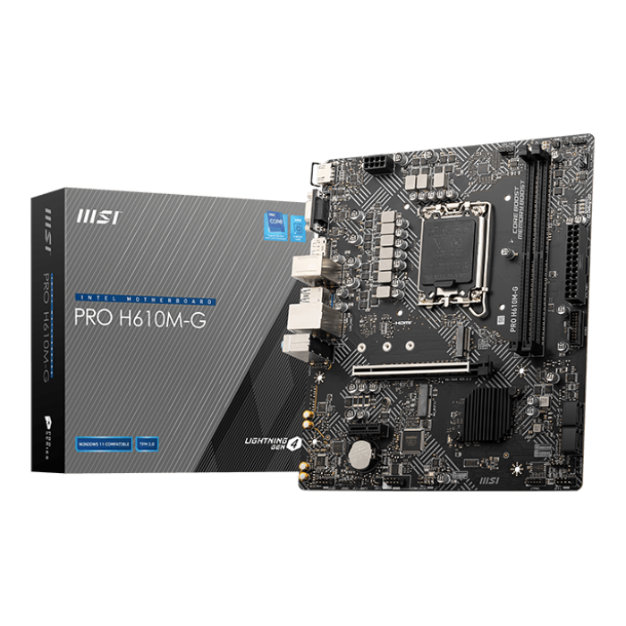 MSI PRO H610M-G mATX Motherboard for Intel Socket 1700 CPUs