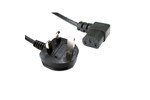 Cables Direct 1.8m Power Cable, UK 3-pin Plug to Right Angled C13