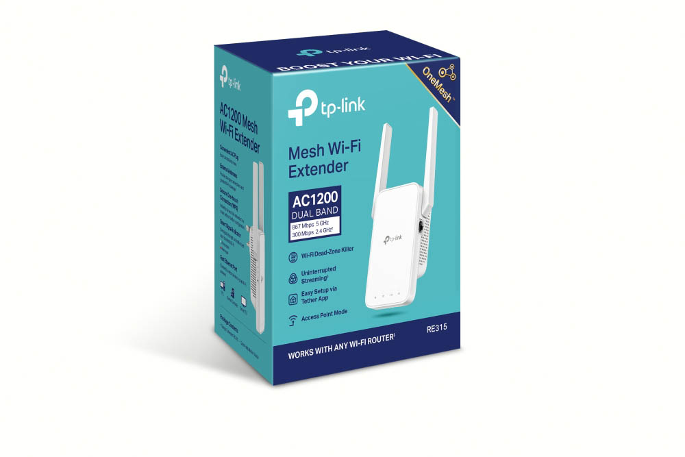 Extensor De Wi-Fi TP-Link RE300 AC1200 Dual Band - Crea Red Mesh Con Routers OneMesh, WPS, Enchufe UK