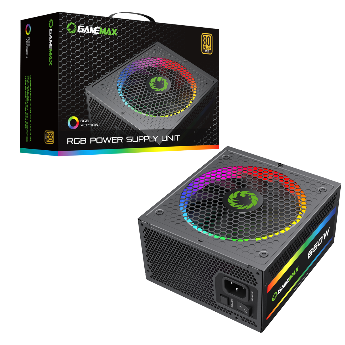 GameMax 850W Pro Modular 80 Plus Gold Power Supply With 14cm ARGB Fan