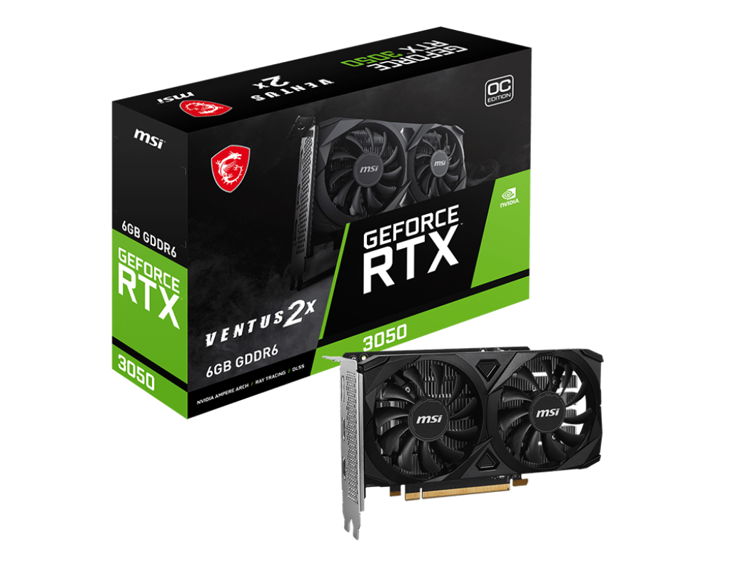 MSI GeForce RTX 3050 Ventus 2X E OC 6GB GDDR6 Graphics Card