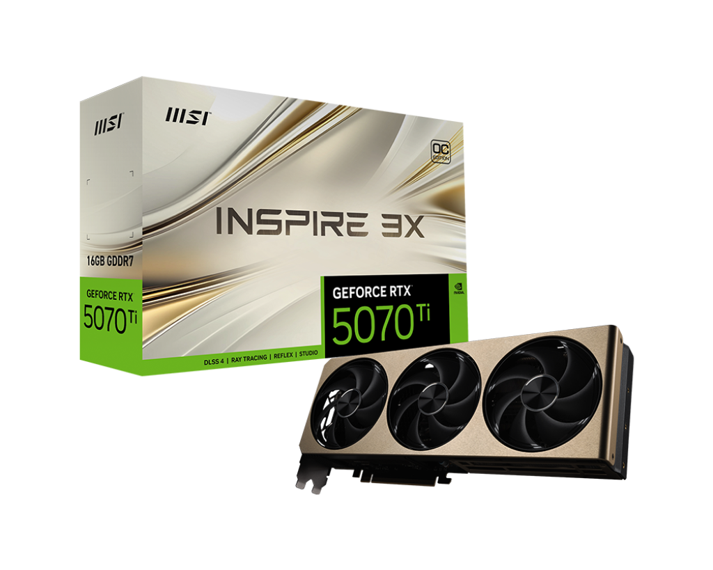 MSI GeForce RTX 5070 Ti INSPIRE 3X OC 16GB GDDR7 Graphics Card