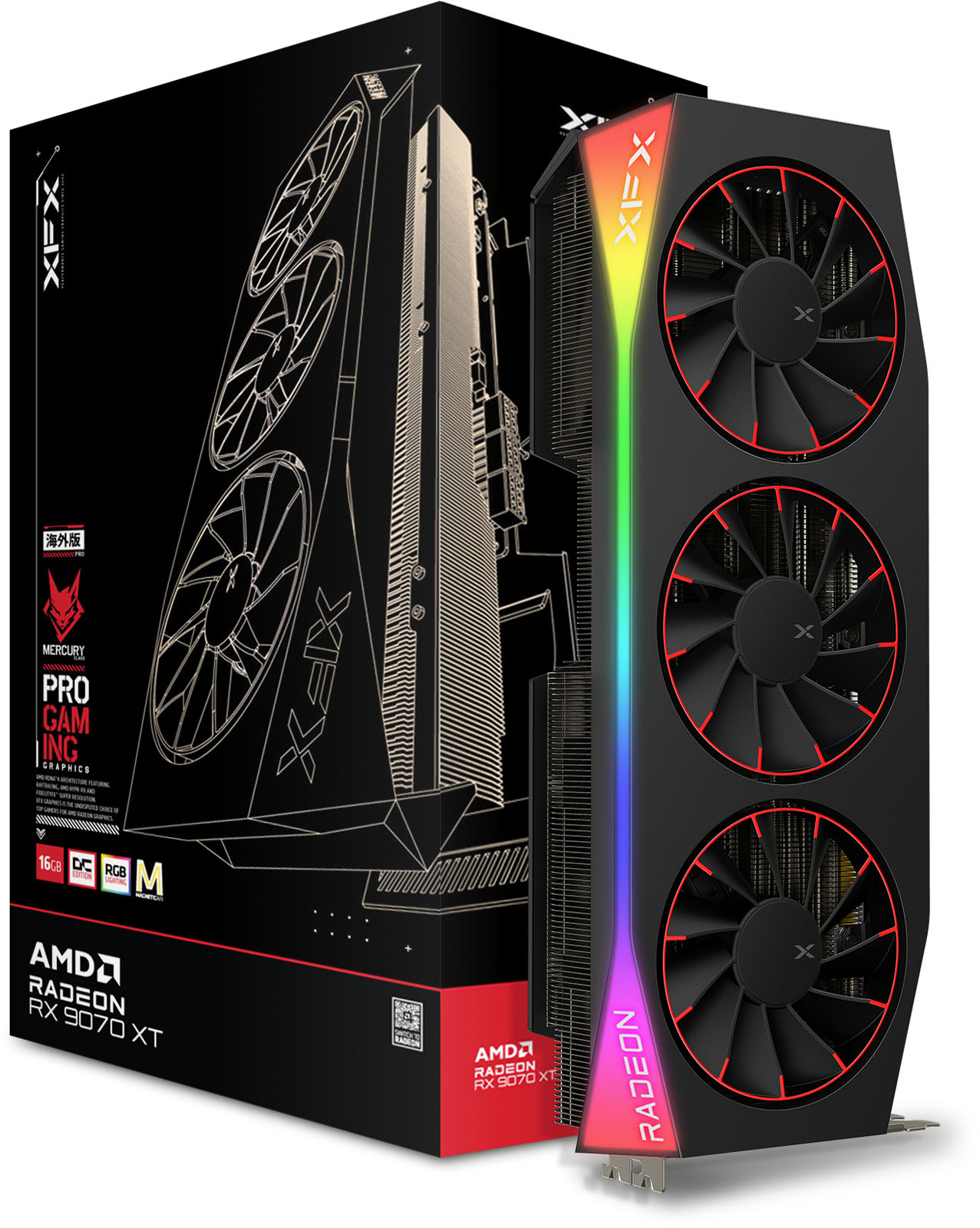 XFX Radeon RX 9070 XT Mercury Magnetic Air 16GB OC GPU - RX