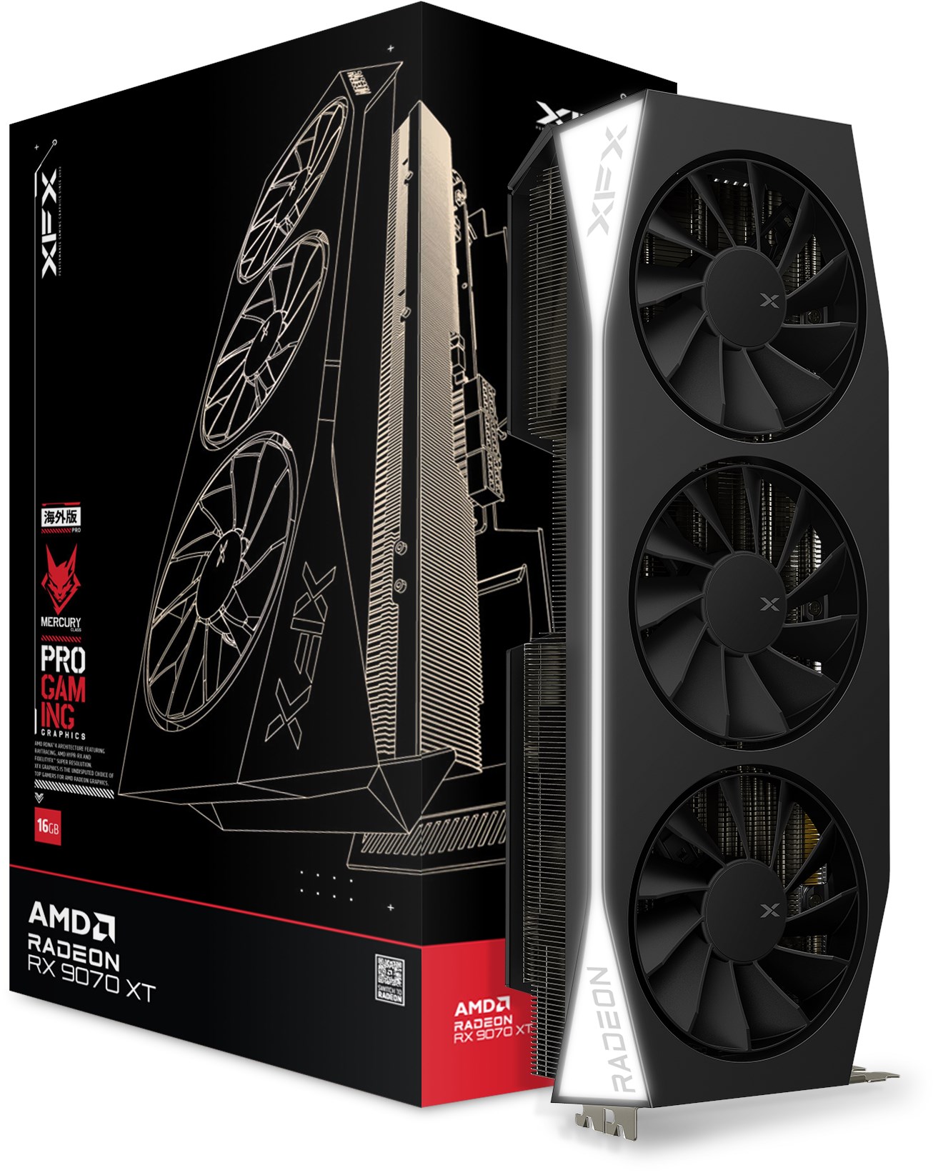 XFX Radeon RX 9070 XT Mercury 16GB GPU - RX-97TMERCB9 | CCL