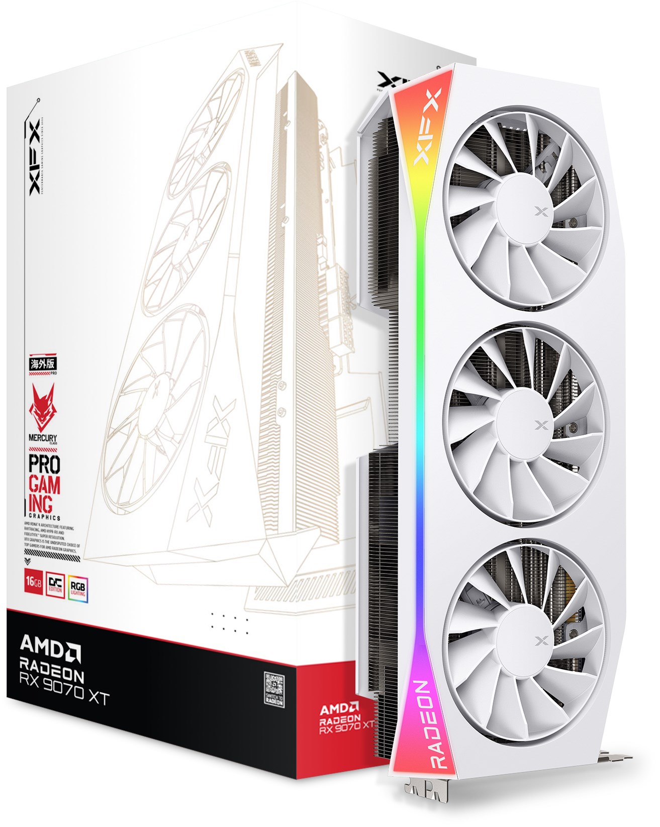 XFX Radeon RX 9070 XT Mercury White OC 16GB GPU - RX-97TRGBBW9 | CCL