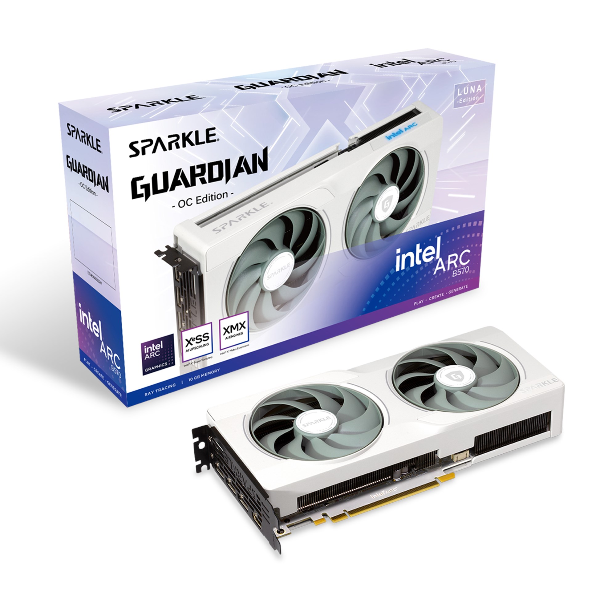 SPARKLE Intel Arc B570 GUARDIAN Luna OC 10GB GPU - SB570GW-10GOC | CCL