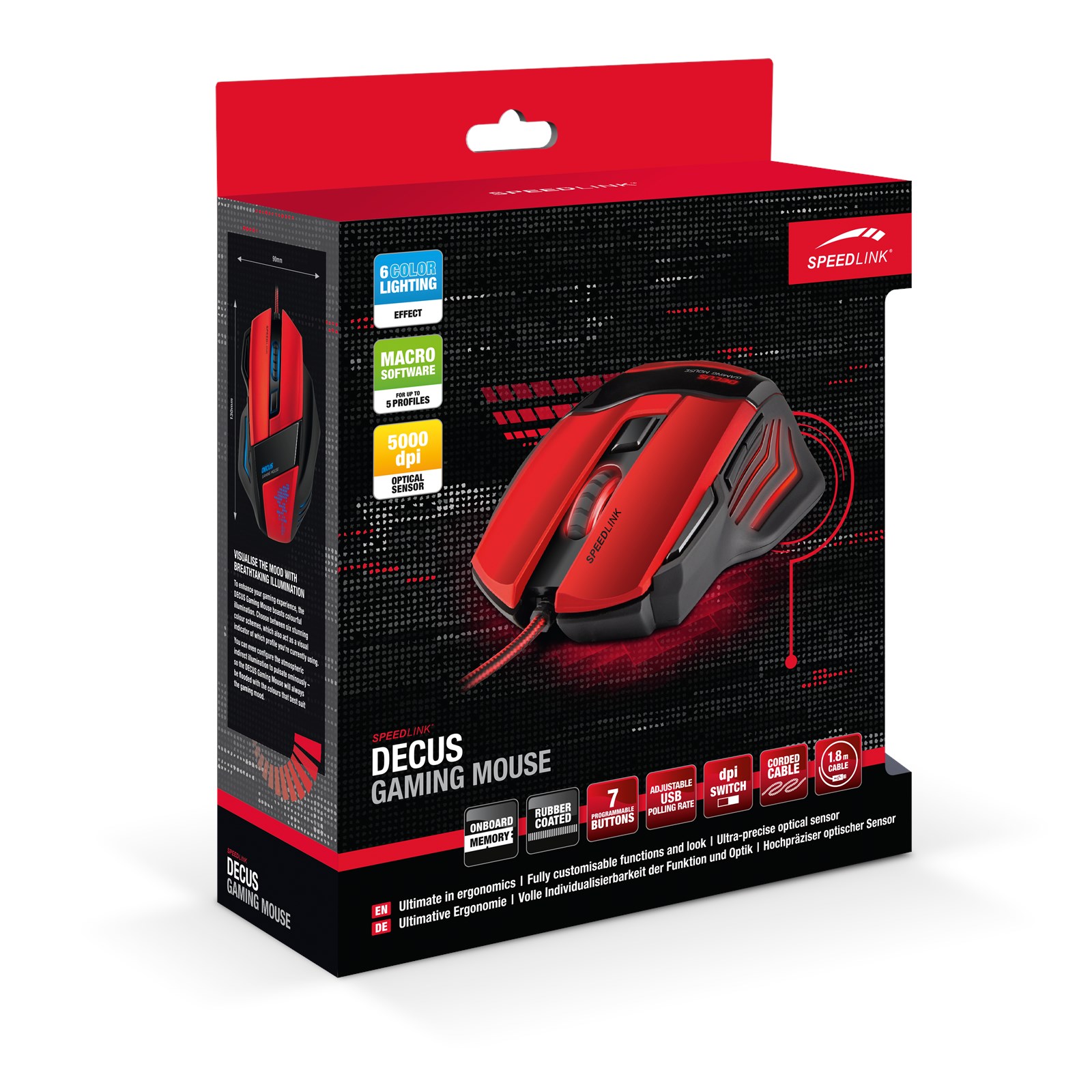 Decus Gaming Mouse Limited Edition Black Black SpeedLink Decus 5000 DPI Optical USB Gaming Mouse with LED Illumination