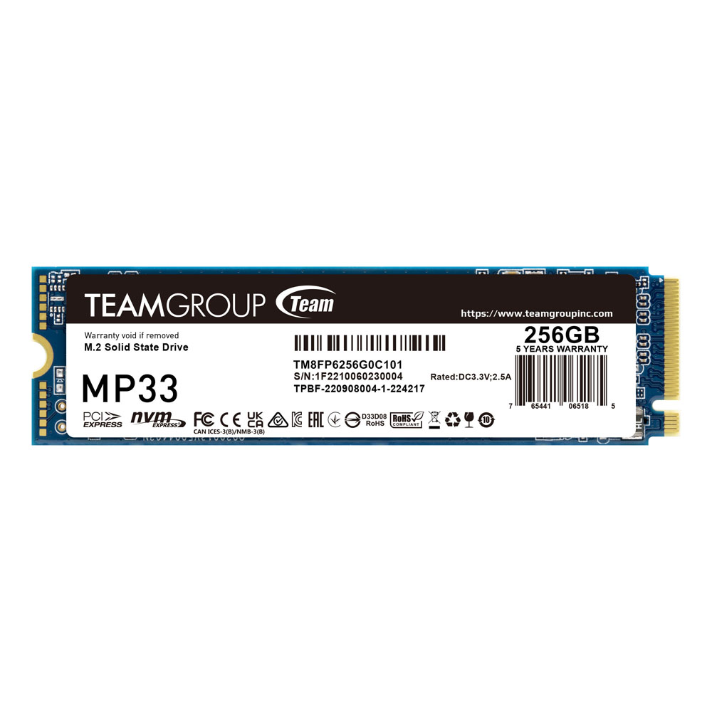Image of 256GB TEAMGROUP MP33 M.2 2280 PCI Express 3.0 x4 NVMe Solid State Drive